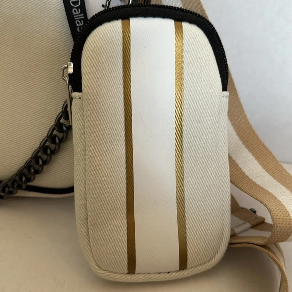 Dallas Hill Designs Crossbody Neoprene Purse with metal chain and pouch